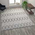 Flash Furniture Gray/Ivory 8x10 Hand Woven Boho Patterned Area Rug CI-21-231-810-GY-GG